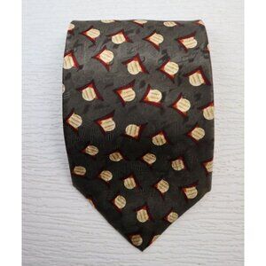 MEN'S GRAY-BROWN PRINT TIE - NECKTIE ZIONETTI ITALIAN SILK COLLECTION